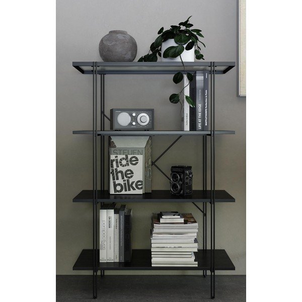 Черна етажерка за книги в дъб 79x117 cm Wainwright - Queer Eye-image-1