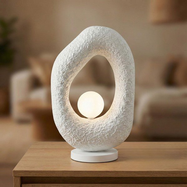 Бяла метална настолна лампа (височина 50 cm) Lore – Opviq lights-image-3