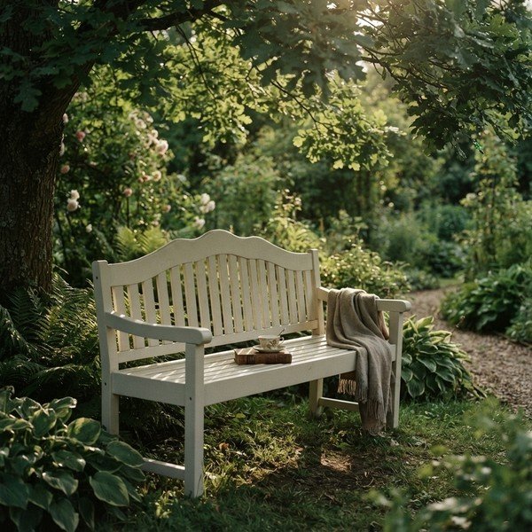 Бяла градинска пейка от масивно дърво Austin – Garden Pleasure-image-3