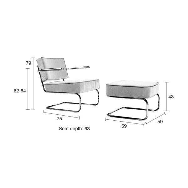 Светлосиво кресло Rib - Zuiver-image-3