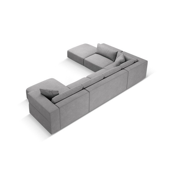 Светлосив ъглов U-образен диван, ляв ъгъл Esther – Milo Casa-image-3