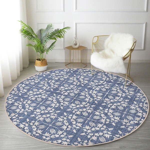 Син кръгъл килим подходящ за пране и за прахосмукачки роботи ø 100 cm Comfort – Mila Home-image-1