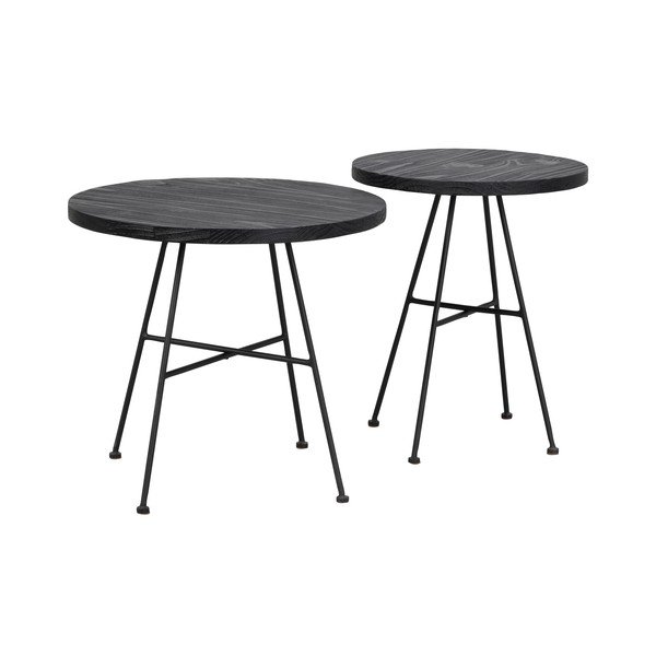 Комплект от 2 черни маси за съхранение с плотове от борова дървесина Grafton - Rowico-image-2