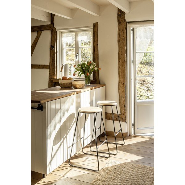 Бар столове в черен и естествен цвят в комплект от 2 броя (височина на седалката 70 см) Loft - Wenko-image-1