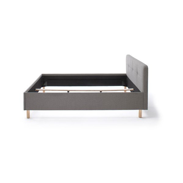 Светлосиво двойно легло 180x200 cm тапицирано без ламелно дъно Amelie – Meise Möbel-image-4