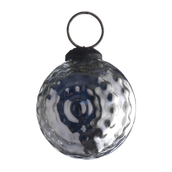 Set šesti skleněných ozdob Ball, antique, stříbrná