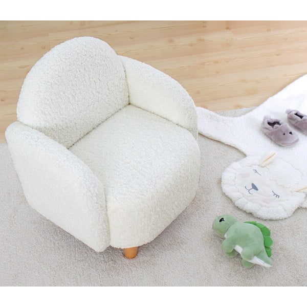 Бял детски фотьойл от плат букле Moylo – Artie-image-1