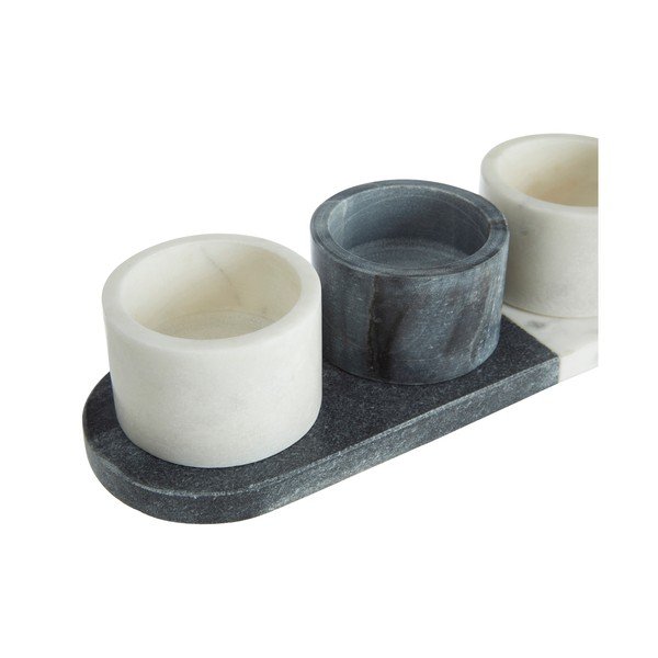 Комплект от 3 купи от бял и сив мрамор за сервиране Мрамор - Premier Housewares-image-3