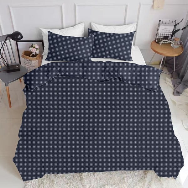 Тъмносин памучен чаршаф за двойно легло Rugno, 200 x 220 cm - COSAS
