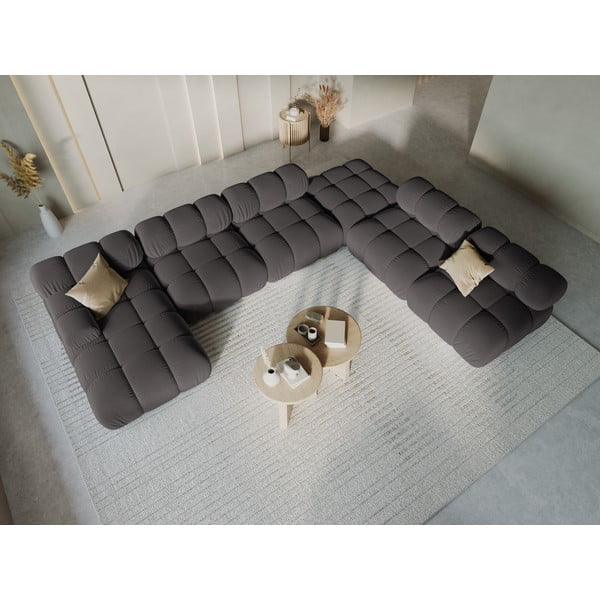 Тъмносив кадифен диван 379 cm Bellis - Micadoni Home-image-1