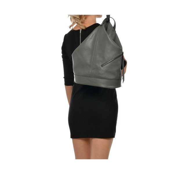 Сива кожена раница Chic - Carla Ferreri-image-4