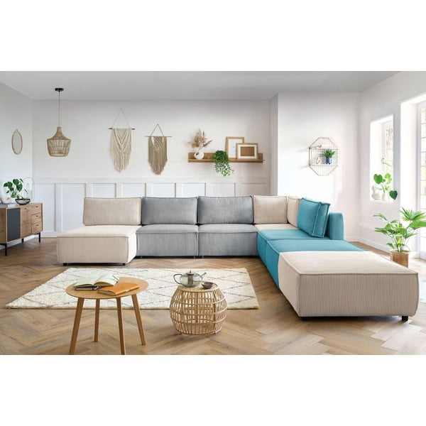 Променлив ъглов U-образен диван от велур Nihad modular - Bobochic Paris-image-1