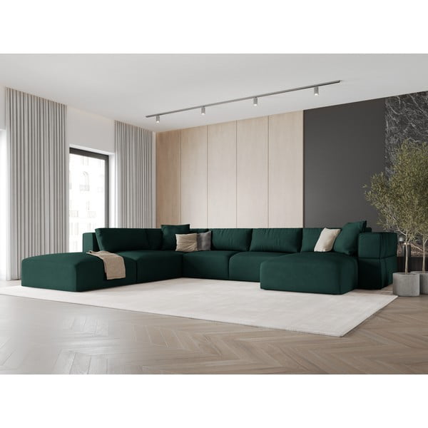 Зелен ъгъл U-образен диван, ляв ъгъл Esther – Milo Casa-image-1