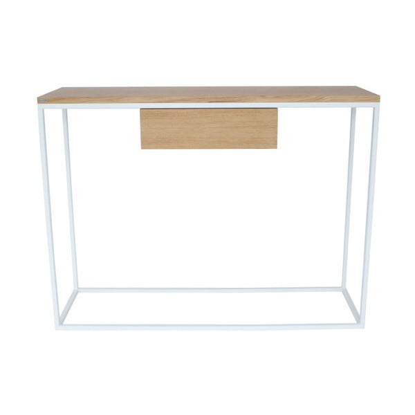 Bílý konzolový stolek s deskou z dubového dřeva take me HOME Radom, 100 x 30 cm
