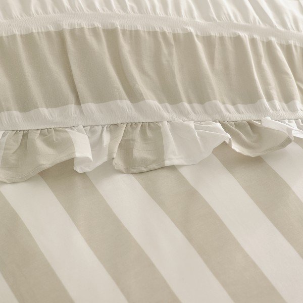 Бежово двойно  3 части спално бельо 200x200 cm Seersucker Frill Stripe – Catherine Lansfield-image-3