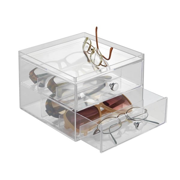 Transparentní úložný box s 2 šuplíky iDesign Drawers, výška 12,5  cm