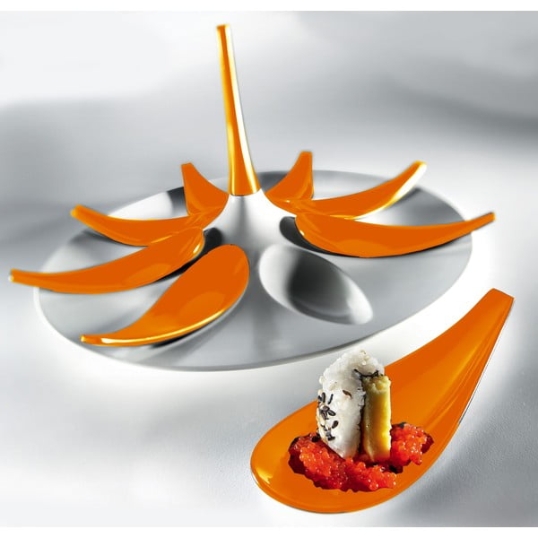 Bílo-oranžový servírovací set na jednohubky Entity