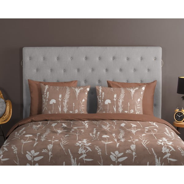 Кафяво единично удължено памучно спално бельо 140x220 cm Rav – Good Morning-image-2