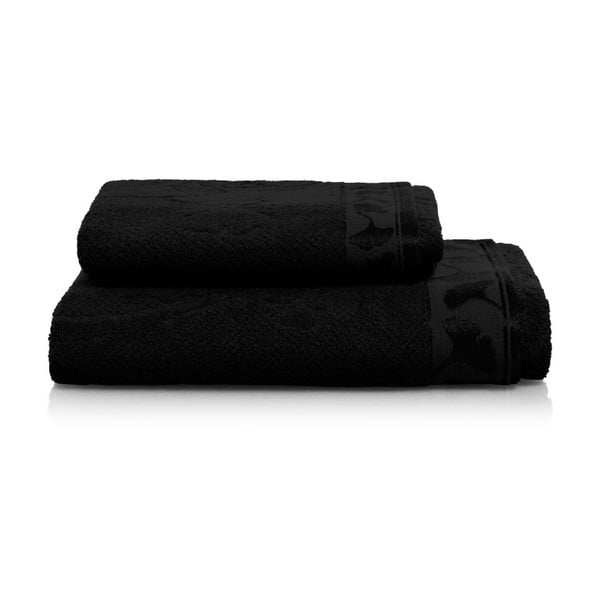 Set černé osušky a ručníku z bambusových vláken Maison Carezza Italia