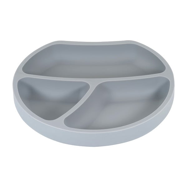 Сива силиконова детска чиния 19x20,5 cm – Kindsgut-image-2