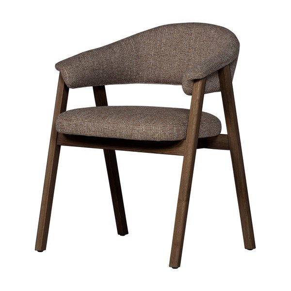 Кафяв тапициран трапезен стол с подлакътници Tunar – WOOOD