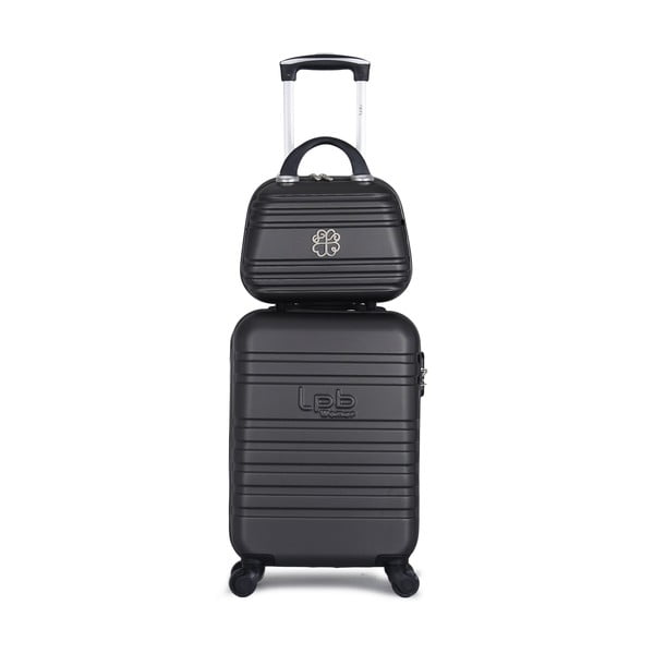 Комплект черен багаж на 4 колела и козметичен куфар Aurelia - LPB