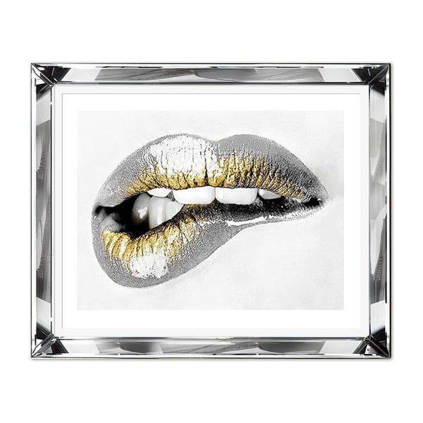 Картина за стена "Златните устни", 51 x 61 cm - JohnsonStyle