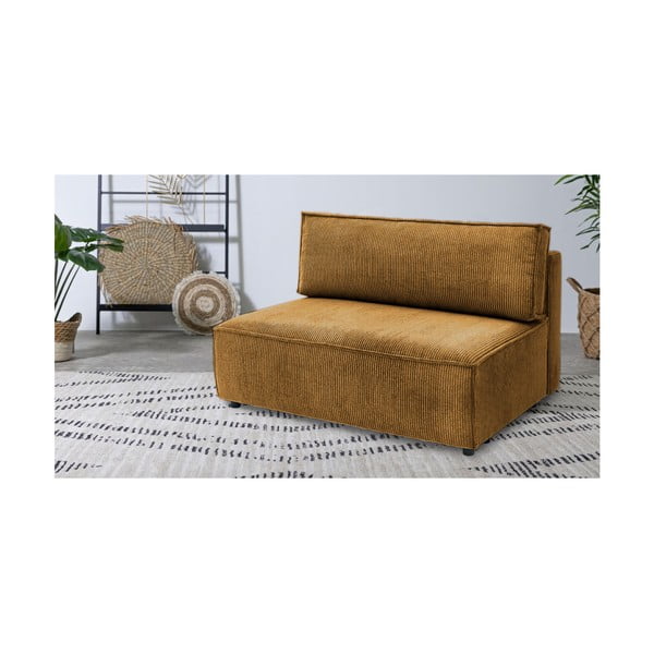 Модул за диван от велур в цвят горчица, централна част Nihad modular - Bobochic Paris-image-1