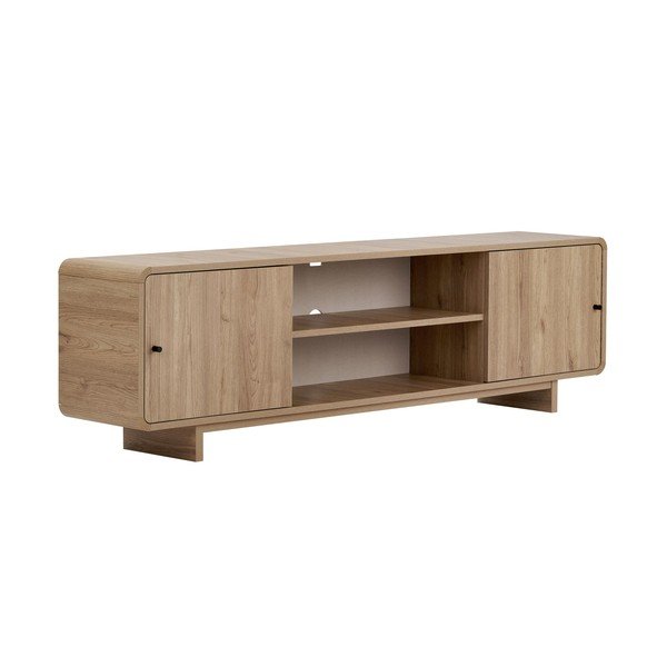 Маса за телевизор от декор от дъб  в светло естествен цвят 180x52x34 cm Mirel – Nordure