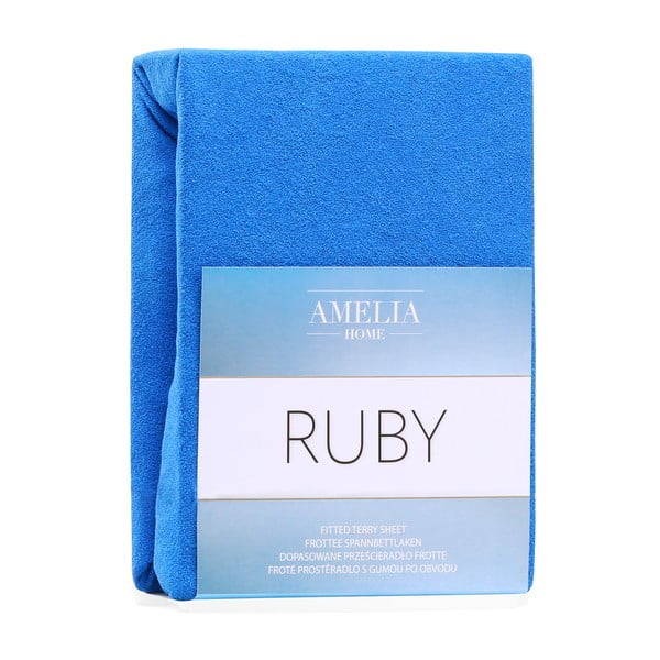 Син еластичен чаршаф с високо съдържание на памук , 100/120 x 200 cm Ruby - AmeliaHome-image-1