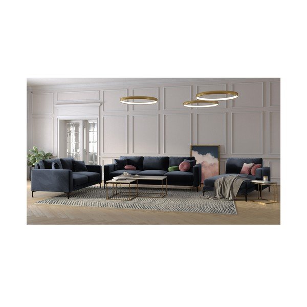 Тъмносин кадифен диван , 158 см Harmony - Kooko Home-image-4