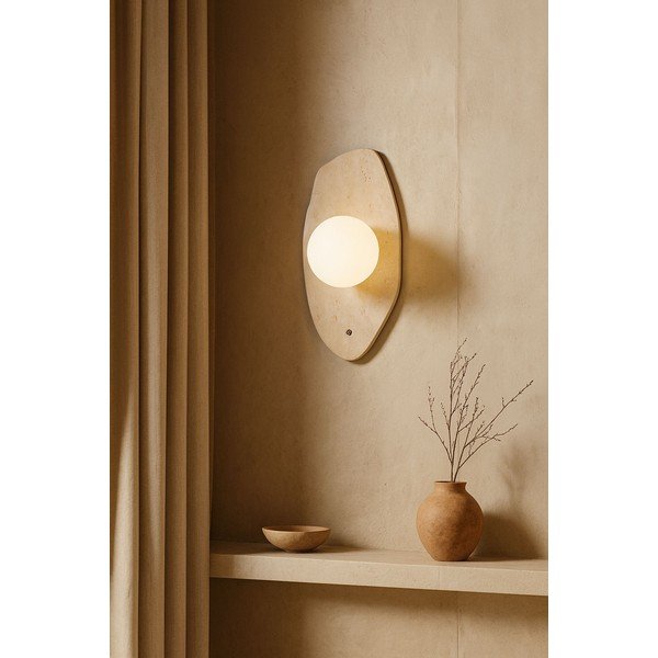 Бежова каменна стенна лампа ø 10 cm Hilde – Opviq lights-image-1