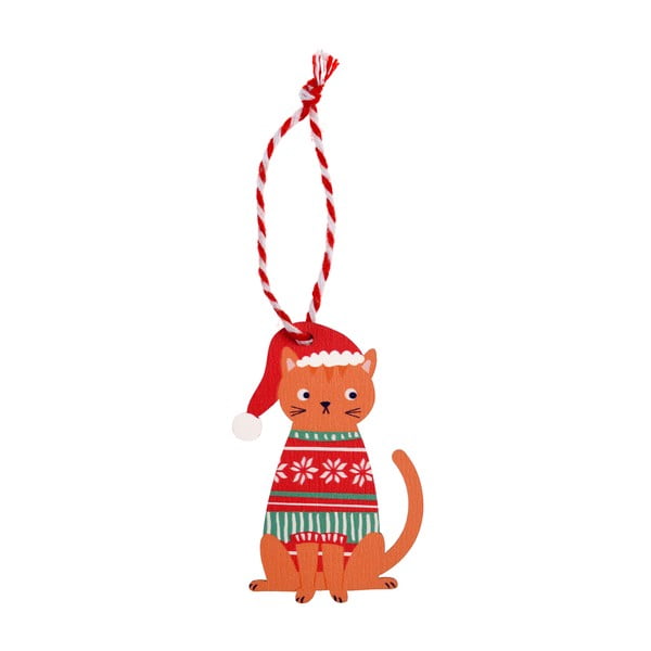 Дървена коледна украса 5 cm Ginger Cat – Rex London-image-3