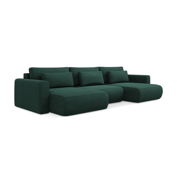 Зелен разтегателен ъглов диван с място за съхранение (U форма) Kapua – Makamii-image-1