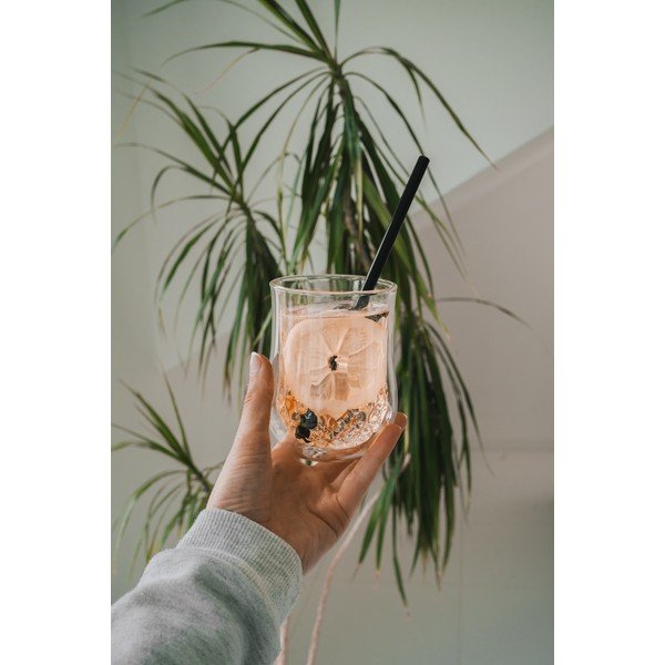 Комплект от 6 черни стъклени сламки за пиене с дължина 20 cm - Vialli Design-image-4