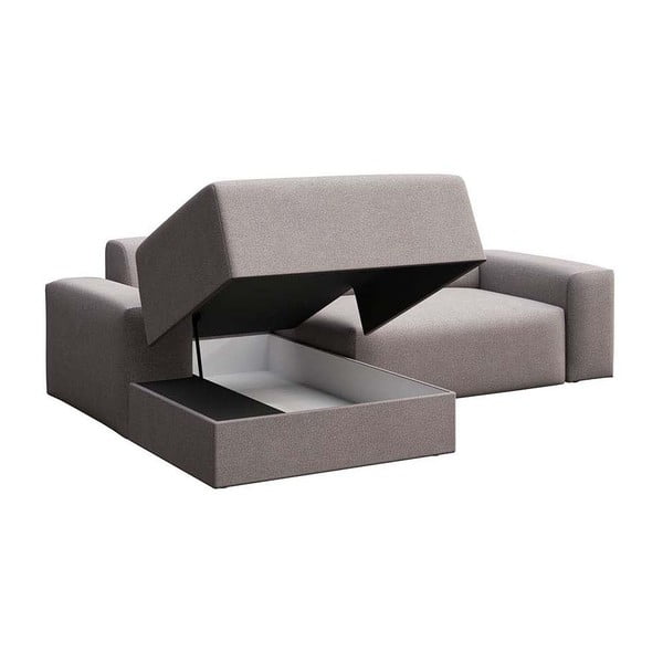 Сив кадифен разтегателен ъглов диван с място за съхранение (ляв ъгъл) Villet – Rodier-image-3