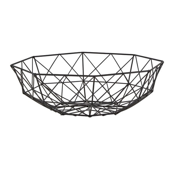 Черна декоративна кошница Lines, ⌀ 31 cm - KJ Collection