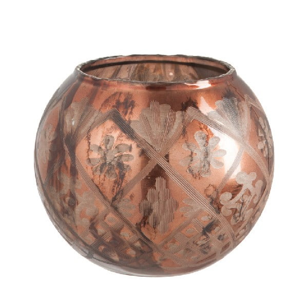 Стъклена ваза в меден цвят, височина 17 cm - J-Line