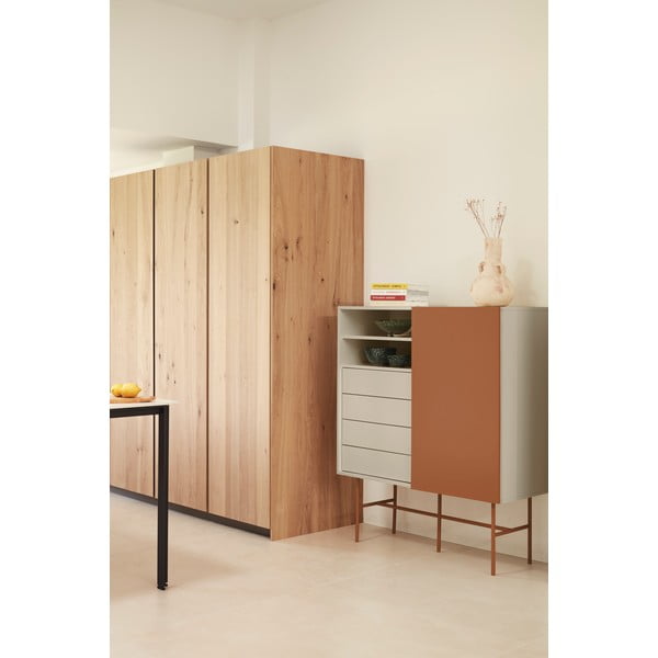 Висок скрин с плъзгащи се врати в светлосиво-тухлено 120x140 cm Nube - Teulat-image-1