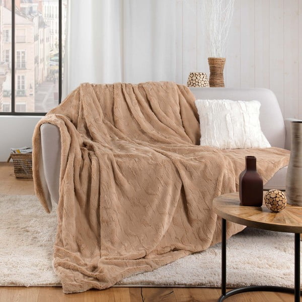 Светлокафяво одеяло от микроплюш 180x220 cm Foxy – douceur d'intérieur-image-3