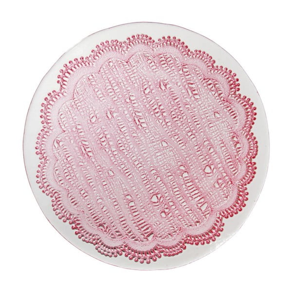 Růžový skleněný jídelní talíř Côté Table Tulle, 28 cm