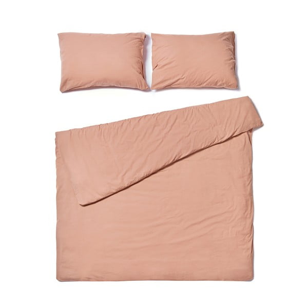 Естествено кафяво спално бельо за двойно легло от измит памук , 200 x 200 cm - Bonami Selection