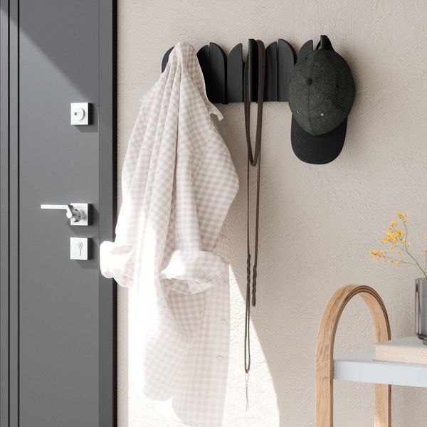 Матово черно стоманена стенна закачалка 43 cm Saloon – Umbra-image-3