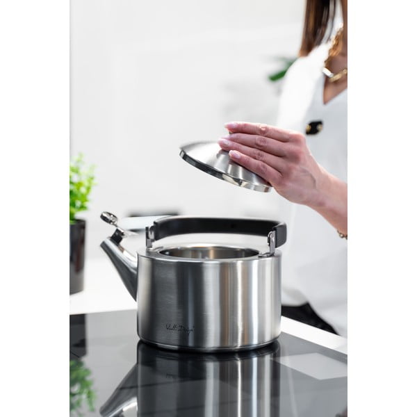 Матиран чайник от неръждаема стомана с бутало , 1,5 л Diamante - Vialli Design-image-1