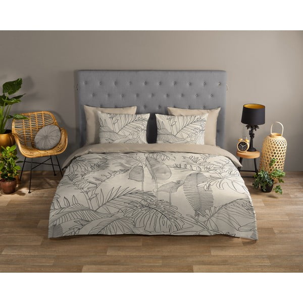 Бежово единично удължено памучно спално бельо 140x220 cm Sym – Good Morning-image-1