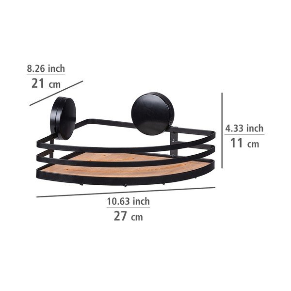 Черен ъглов рафт за баня Alba - Wenko-image-3