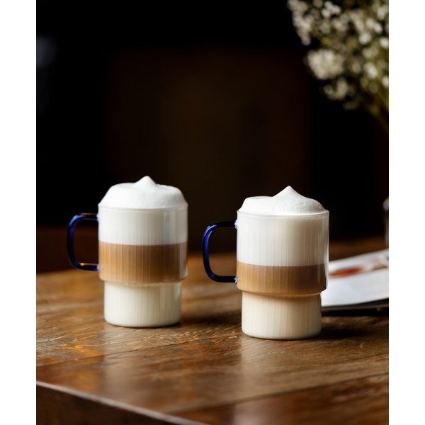 Сини стъклени чаши в комплект 2 бр. за капучино 350 ml Livio – Vialli Design-image-1