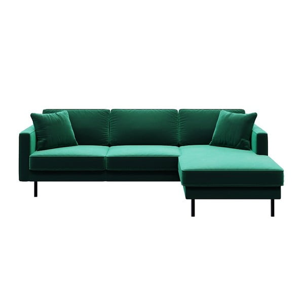 Ъглов диван от зелено кадифе , десен ъгъл Kobo - MESONICA