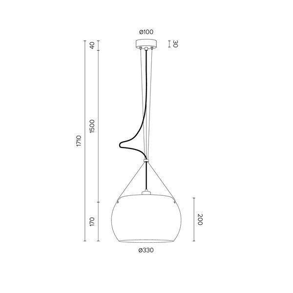 Черно висящо осветително тяло Elementary Glossy S, ⌀ 33 cm Momo - Sotto Luce-image-2
