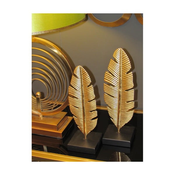 Декоративен свещник в златист цвят Feather, височина 34 cm Glam - Mauro Ferretti-image-1